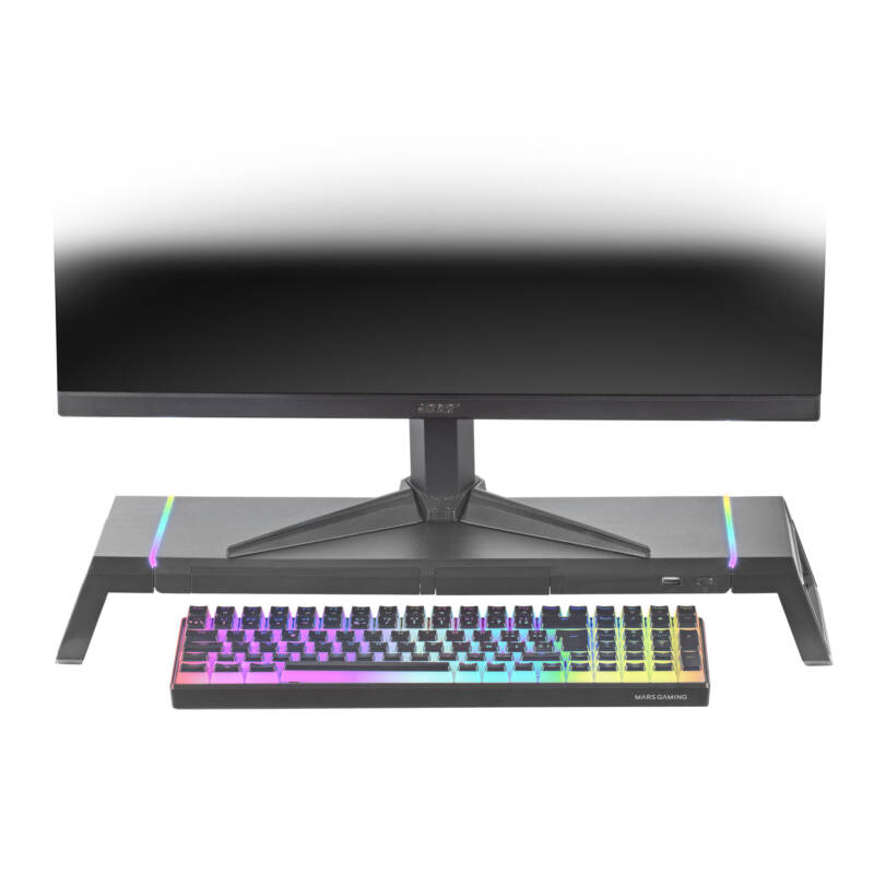 MGS-ONE Negro Soporte Monitor RGB Chroma Tamaño Ajustable Soporte Smartphone y Tablet USB Frontal 2.0 - Imagen 4