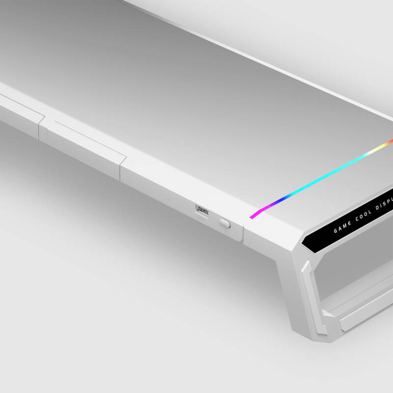 MGS-ONE Blanco Soporte Monitor RGB Chroma Tamaño Ajustable Soporte Smartphone y Tablet USB Frontal 2.0 - Imagen 6