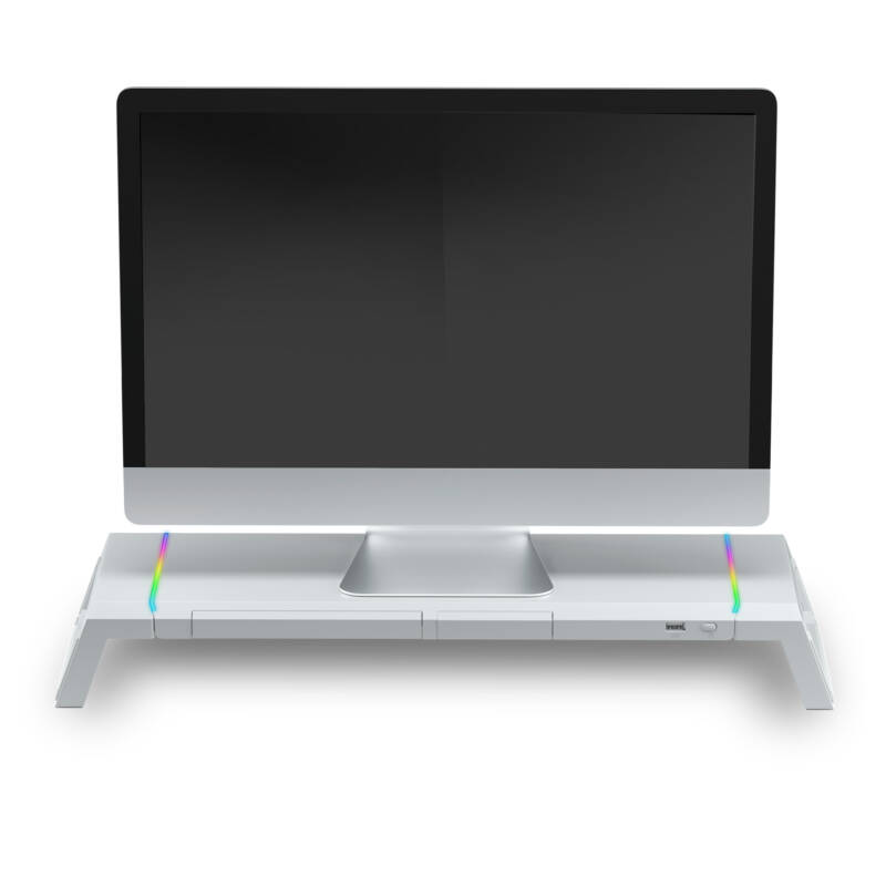 MGS-ONE Blanco Soporte Monitor RGB Chroma Tamaño Ajustable Soporte Smartphone y Tablet USB Frontal 2.0 - Imagen 2