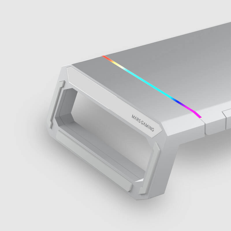 MGS-ONE Blanco Soporte Monitor RGB Chroma Tamaño Ajustable Soporte Smartphone y Tablet USB Frontal 2.0 - Imagen 3