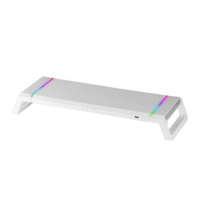 MGS-ONE Blanco Soporte Monitor RGB Chroma Tamaño Ajustable Soporte Smartphone y Tablet USB Frontal 2.0