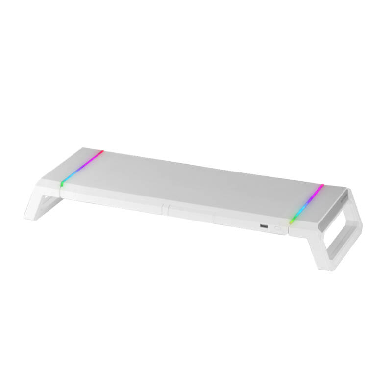 MGS-ONE Blanco Soporte Monitor RGB Chroma Tamaño Ajustable Soporte Smartphone y Tablet USB Frontal 2.0