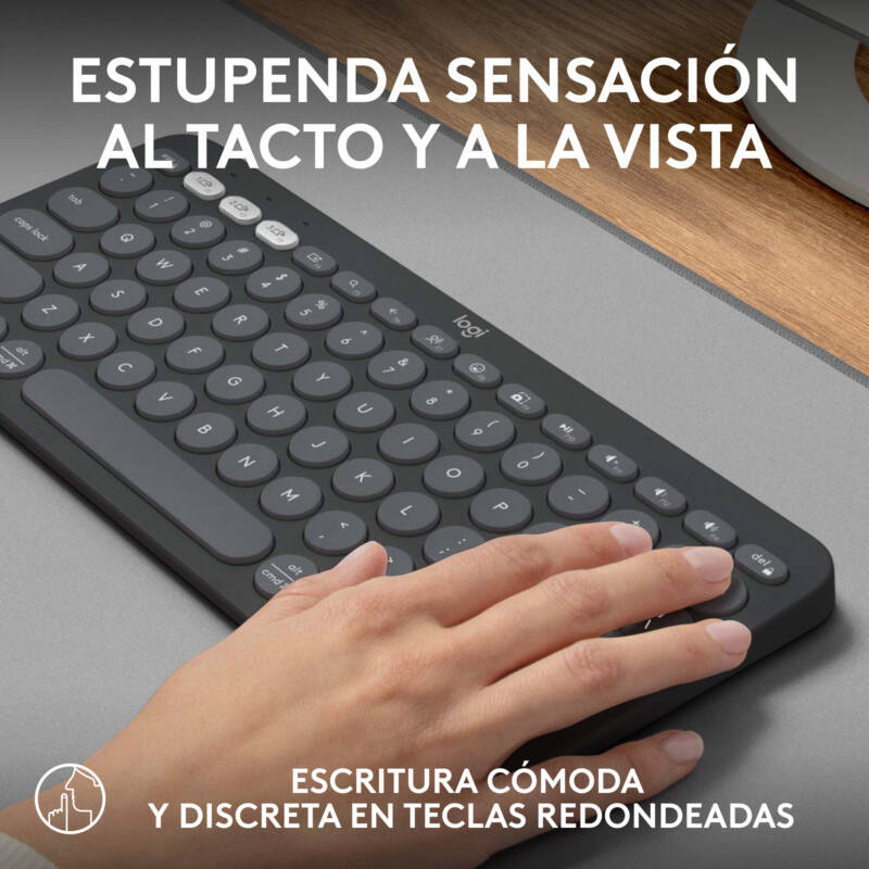 Pebble Keys 2 K380s teclado Universal RF Wireless + Bluetooth QWERTY Español Grafito - Imagen 5