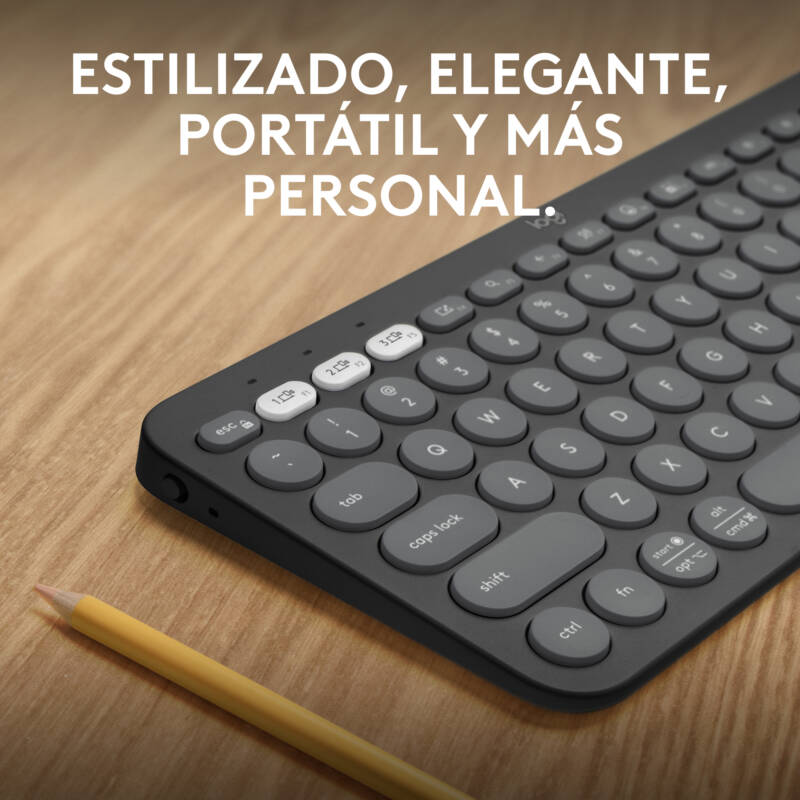 Pebble Keys 2 K380s teclado Universal RF Wireless + Bluetooth QWERTY Español Grafito - Imagen 2