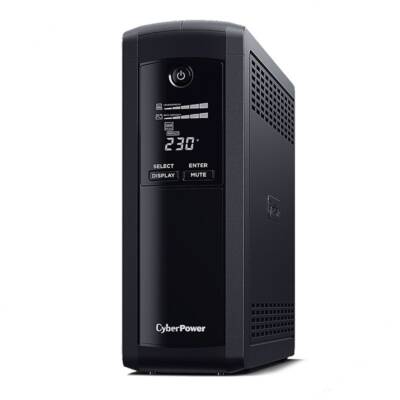 CyberPower VP1600ELCD CyberPower 1600VA 960W, 5 enchufes, LCD, line interactive, Green Power, sinusoidal simulada, formato sobremesa torre. Garantía 3 años