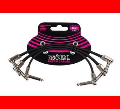 CABLE ERNIEBALL FLAT RIBBON PATCH 15 cm BLACK 3 Pack