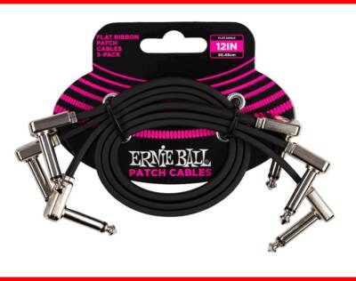 CABLE ERNIEBALL FLAT RIBBON PATCH 30 cm BLACK 3 Pack