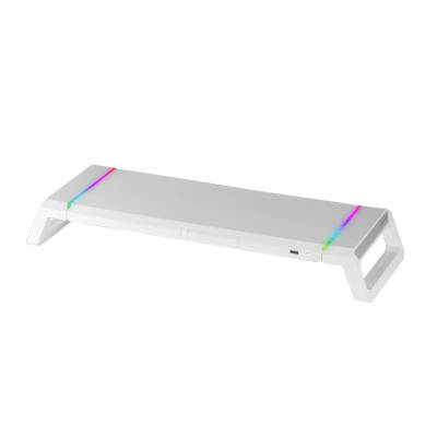 MGS-ONE Blanco, Soporte Monitor RGB Chroma, Tamaño Ajustable, Soporte Smartphone y Tablet, USB 2.0 Frontal