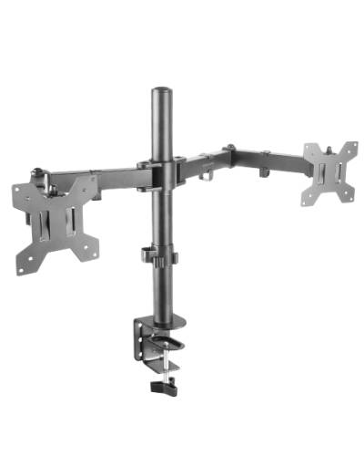 MARM2 Negro, Soporte de Monitor Dual de Brazo para Pantallas Hasta 27, Articulado y Regulable en Altura, Estructura Robusta, Compatible con VESA75 y VESA100